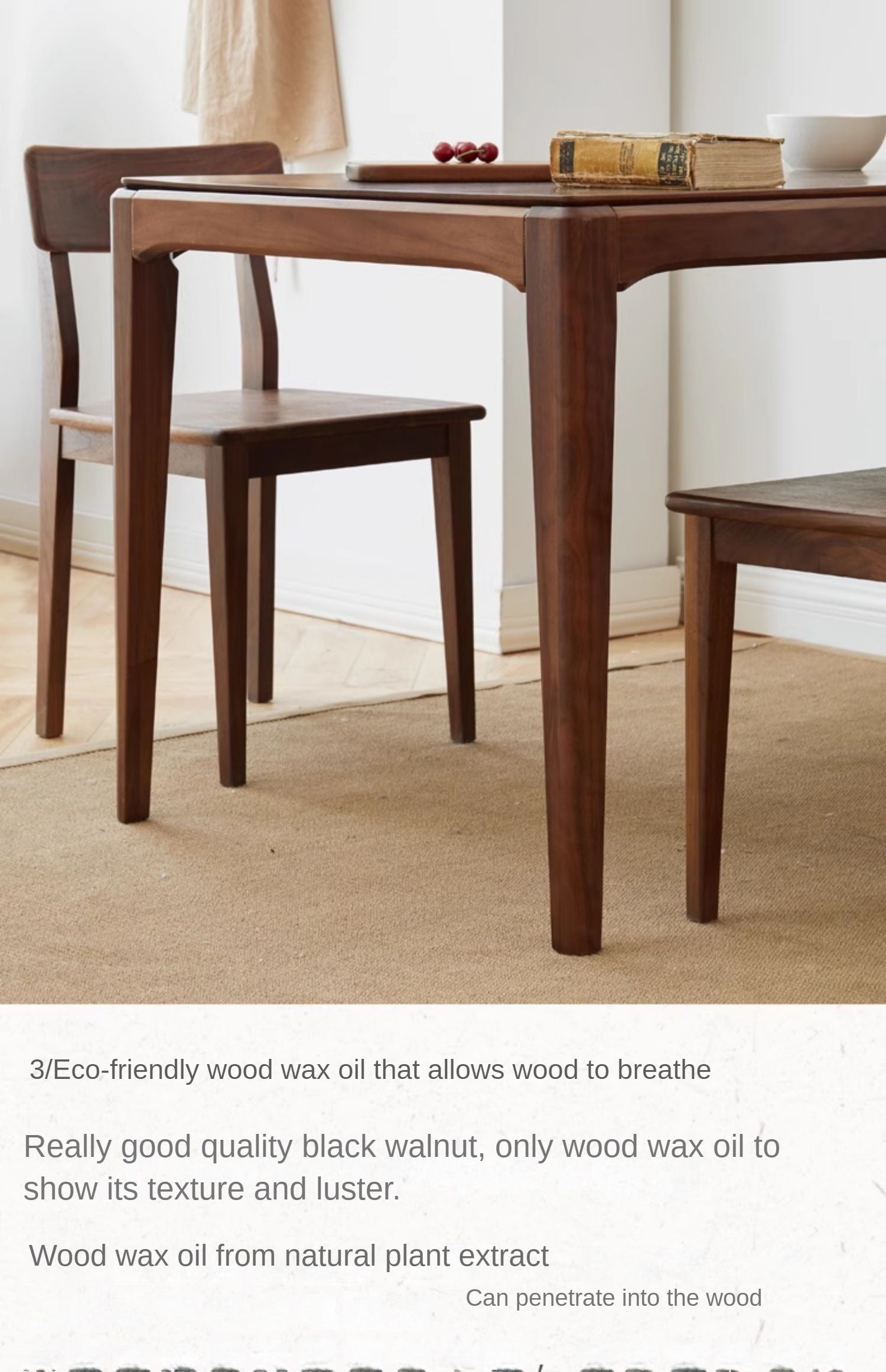 Black Walnut, Ash Solid Wood Modern Light Luxury Nordic Dining Table