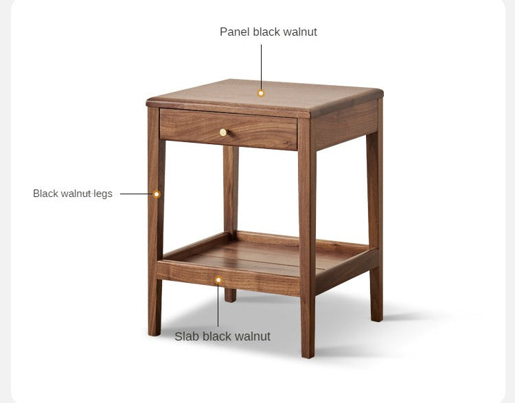 Black Walnut Solid Wood Narrow Nightstand