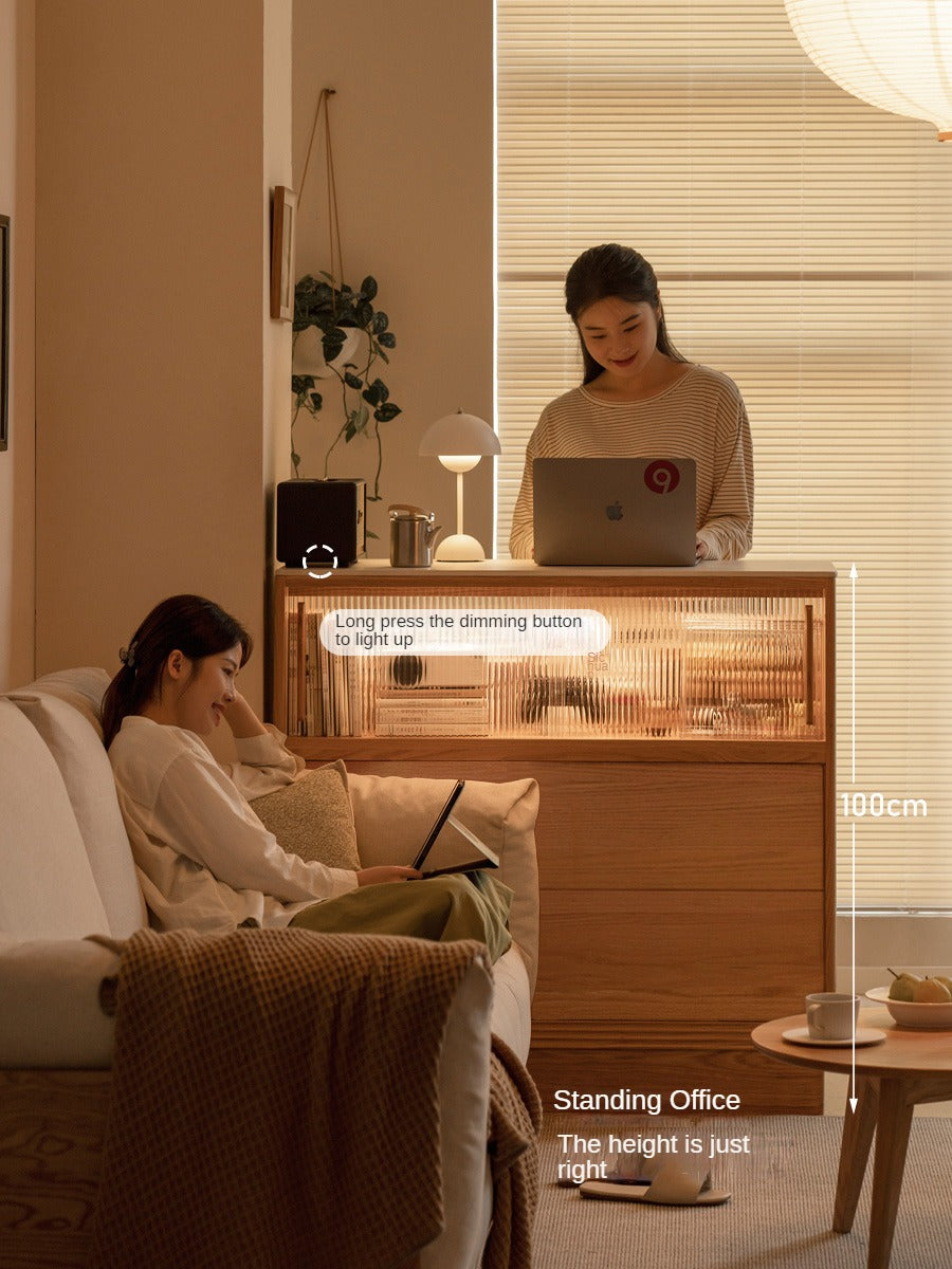 Oak Solid Wood Partition Multi functional Storage Cabinet