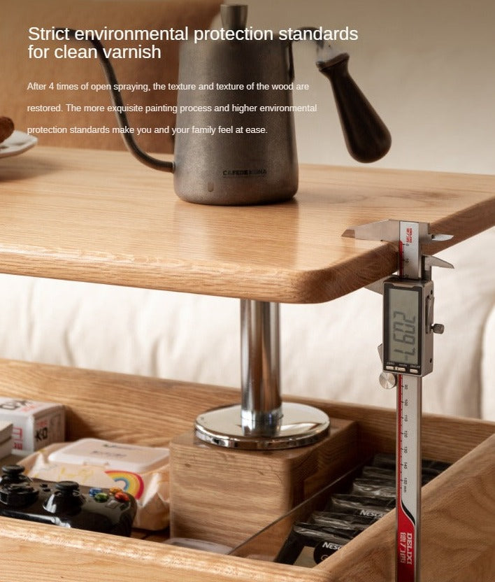 Oak, Cherry, Black Walnut, Ash Solid Wood Rotating Mobile Side Table