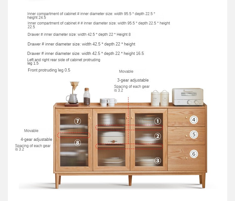 Solid wood ultra-thin sideboard Sliding Door+