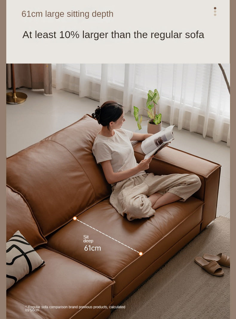 Leather Italian Top Layer Cowhide Sofa.