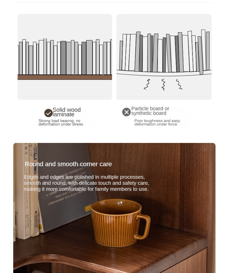 Sandalwood, Black Walnut Solid Wood Corner Storage Bookcase