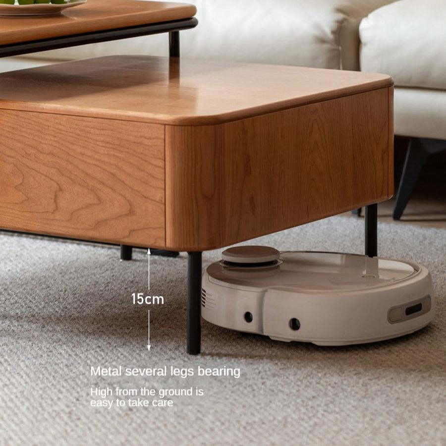 Cherry Solid Wood Combination Coffee Table Mid-Century Style