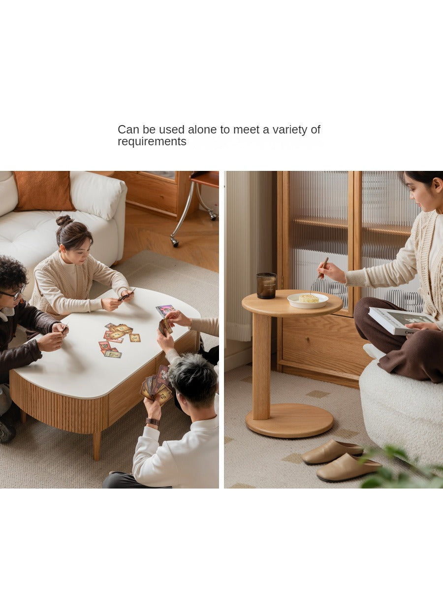 Oak Solid Wood Slate Coffee Table Modern Log Coffee Table