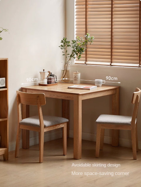 Oak Solid Wood Square Modern Dining Table