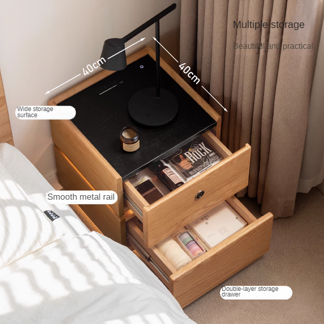 Ash, Oak, Sandalwood Multifunctional Nightstand