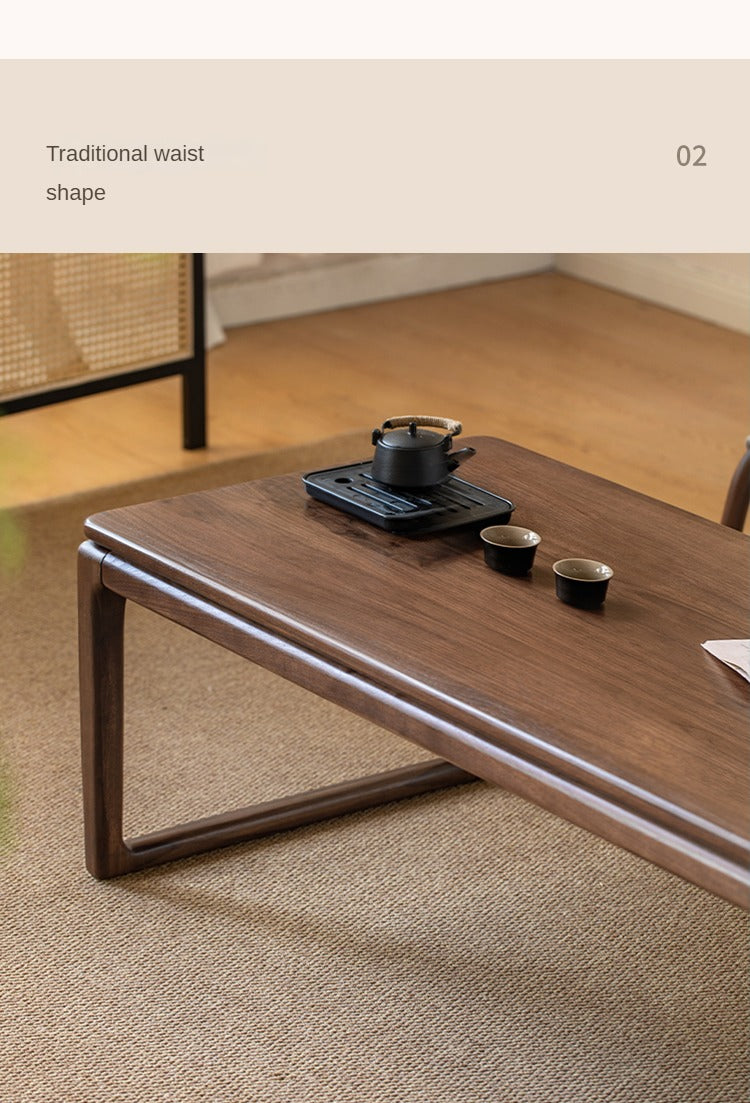 Black Walnut Solid Wood Tatami Small Tea Table.