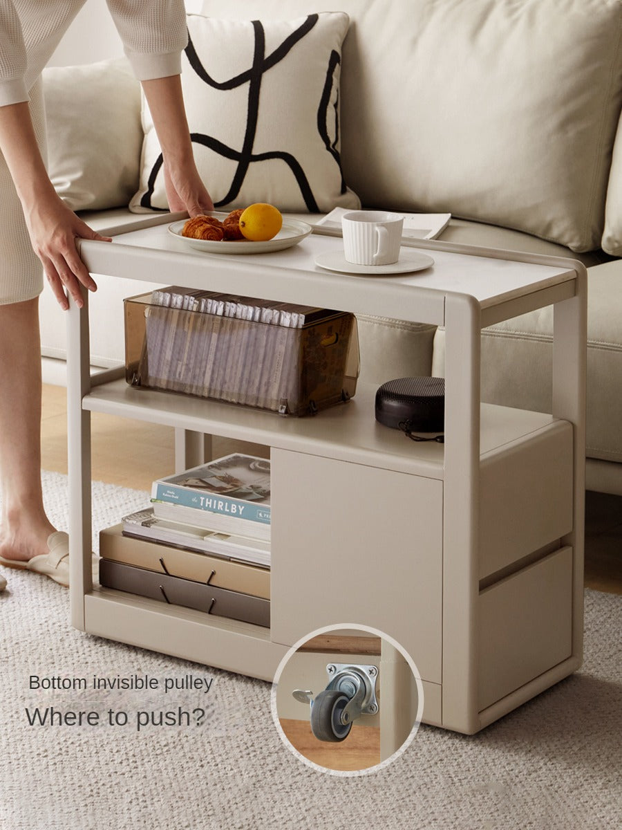 Poplar Solid Wood Side Table With Rock Slab Top