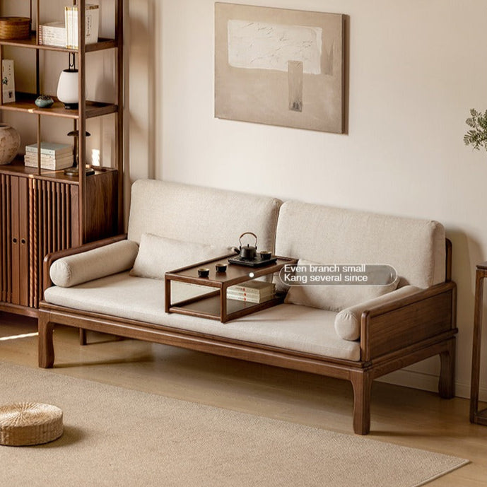 Black Walnut, Oak Solid Wood Dual Use Sofa,