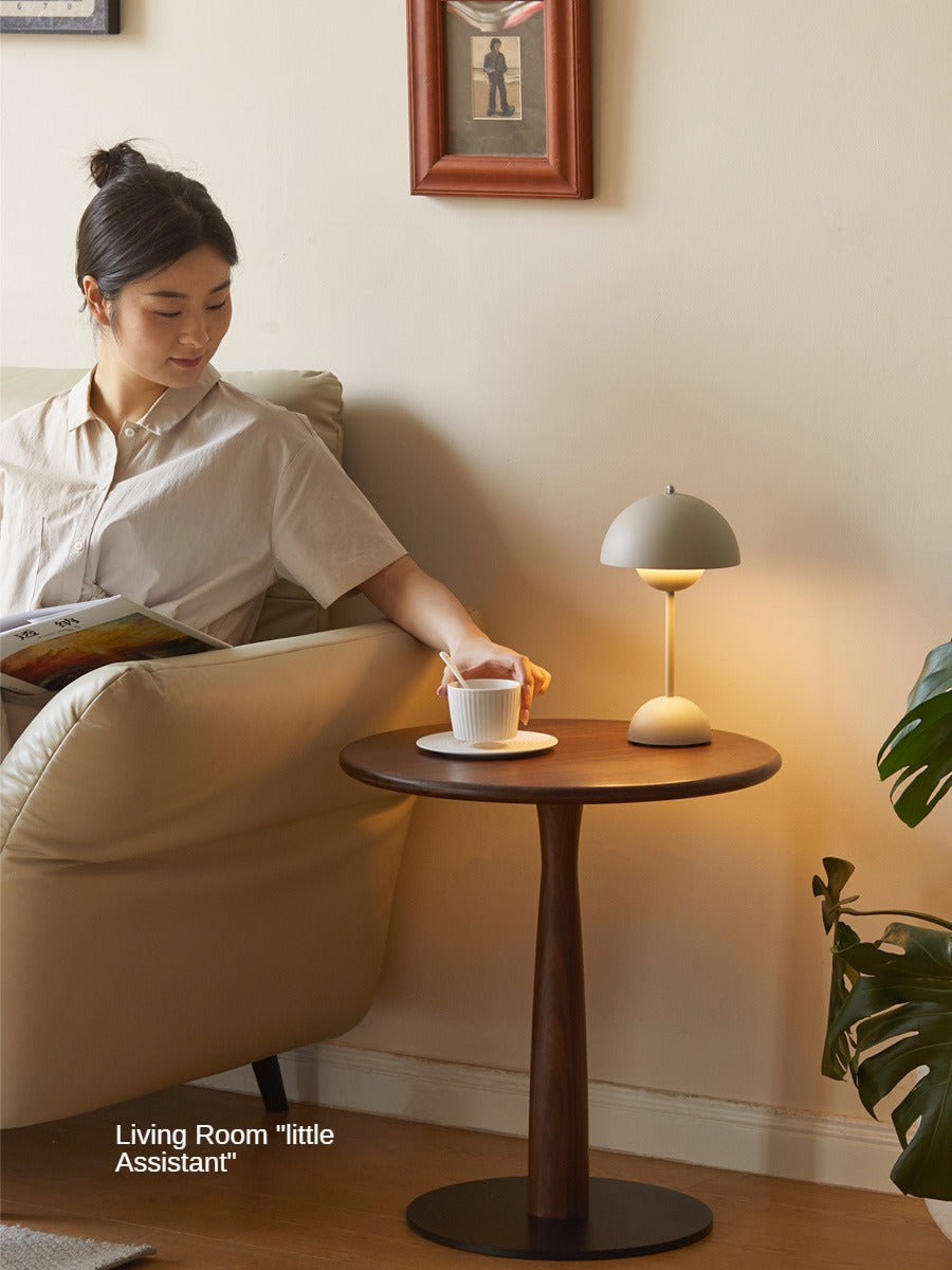 Black Walnut, Oak Solid Wood Round Side Table