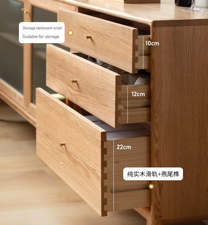 Oak solid wood sideboard cabinet"