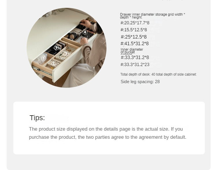 Solid Rubberwood Milky Telescopic Vanity Table.