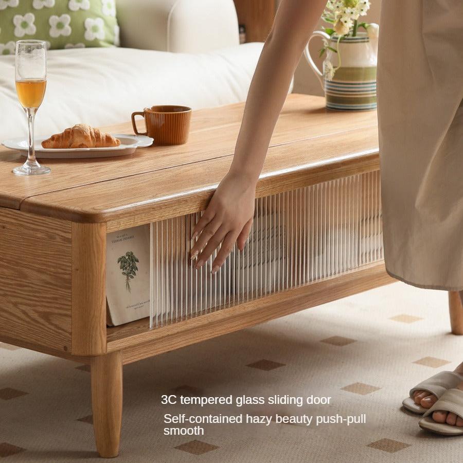 Oak Solid Wood Modern Slate Lifting Coffee Table