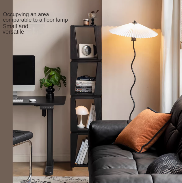 Oak Solid Wood Floor-standing Narrow Bookshelf.