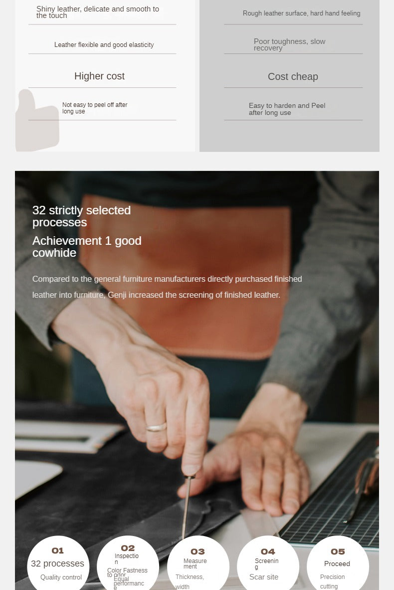 Leather Sofa First Layer Yellow Cowhide Tofu Block Leather Sofa.