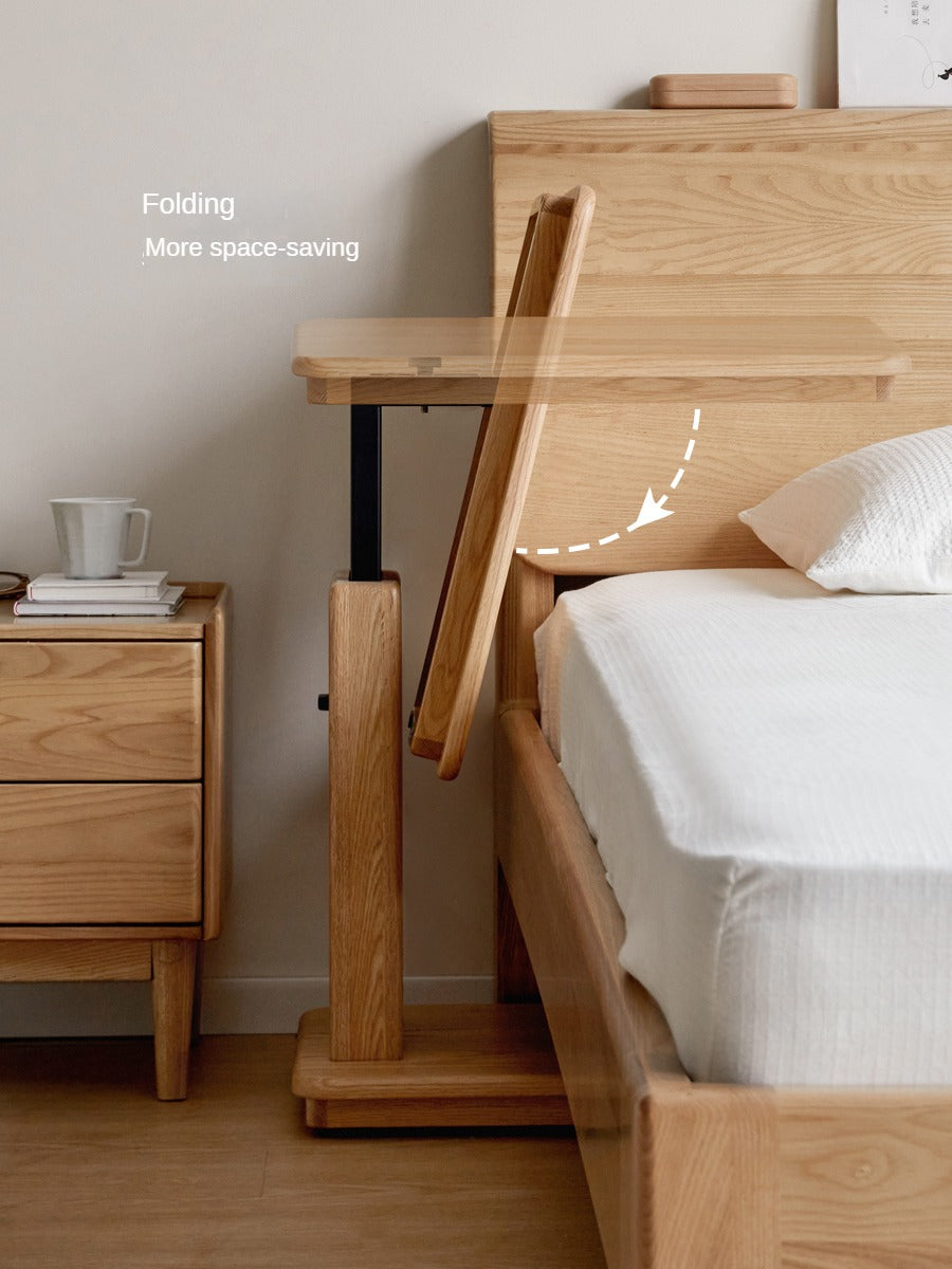 Oak Solid Wood Movable Liftable Foldable Side Table