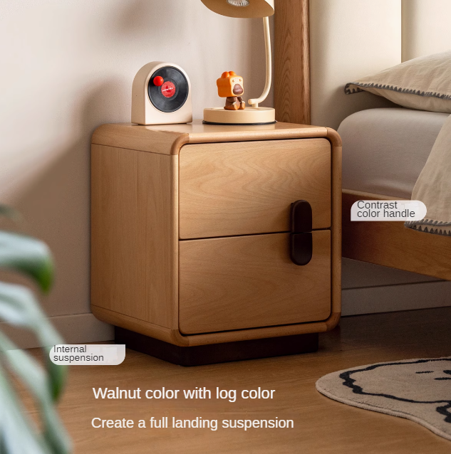 Beech Solid Wood Original Wood Style Storage Nightstand