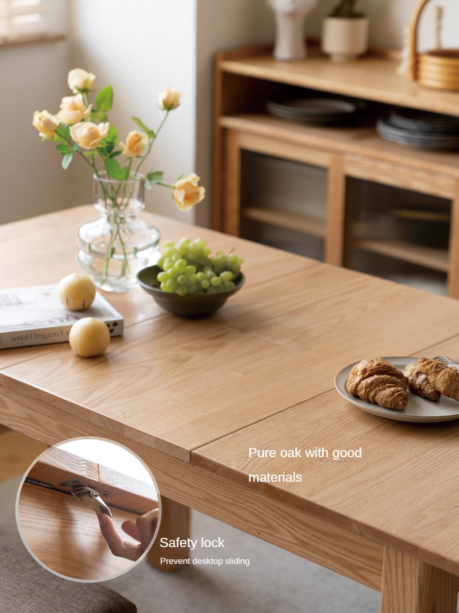 Oak Solid Wood Telescopic Folding Dining Table