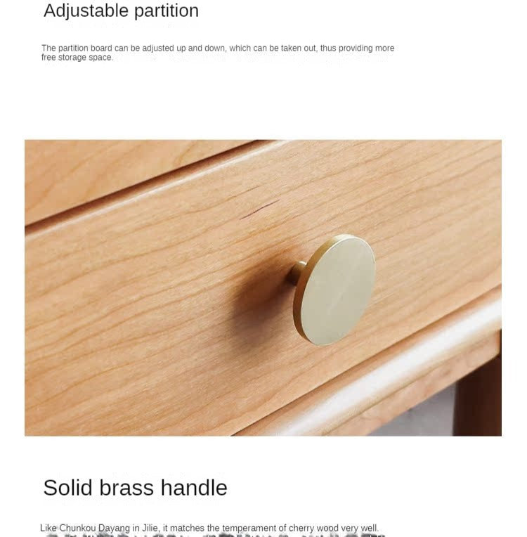 Cherry, Birch Solid Wood Japanese Retro Side Cabinet.