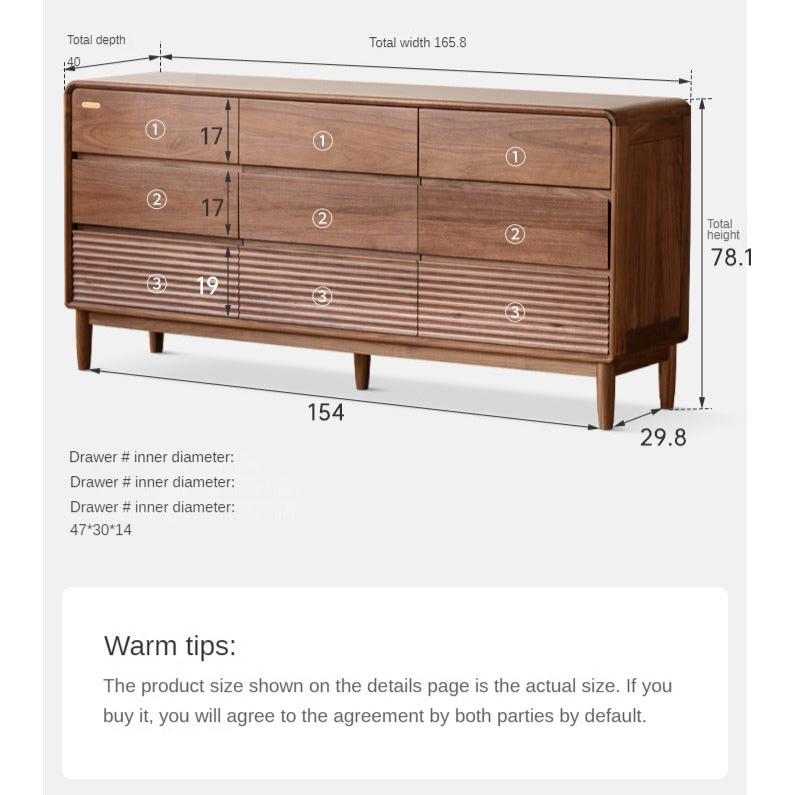 Black Walnut, Catalpa Solid Wood Drawer Storage Cabinet