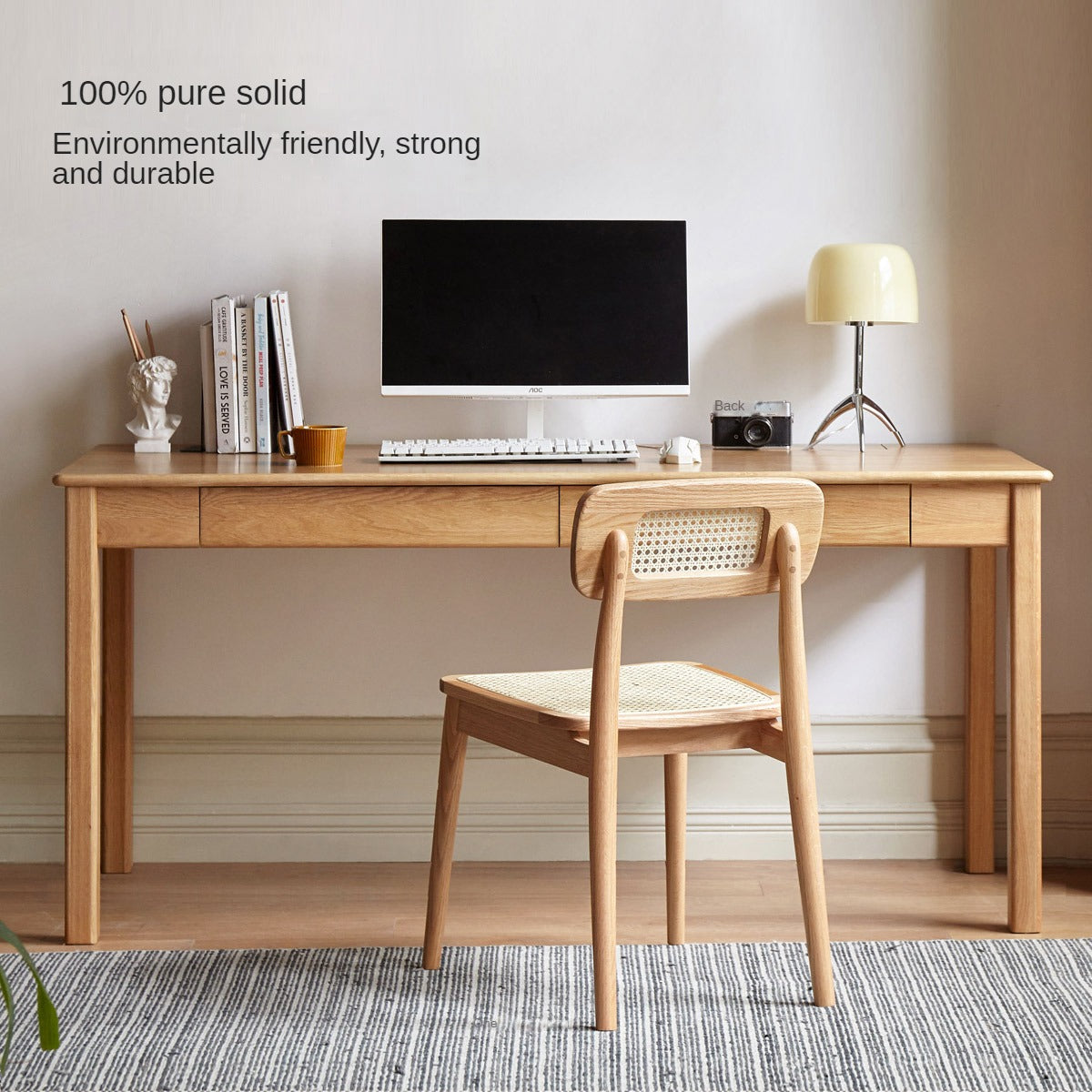 Oak, Ash Solid Wood USB Office Desk