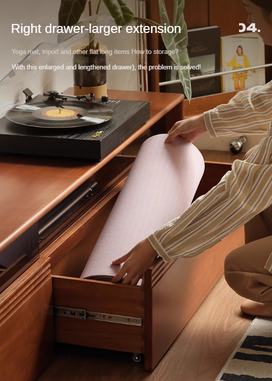 Poplar Solid Wood Retro Floor-Standing Medieval Style TV Cabinet.