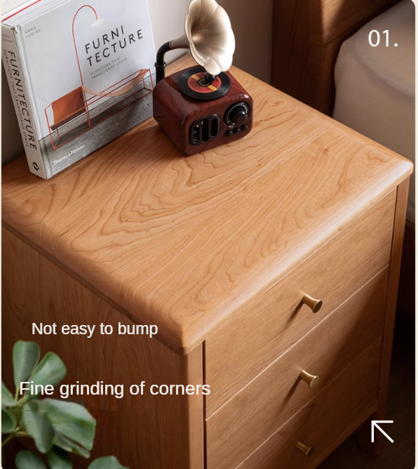 Cherry Solid Wood Floor Three Drawer Nightstand