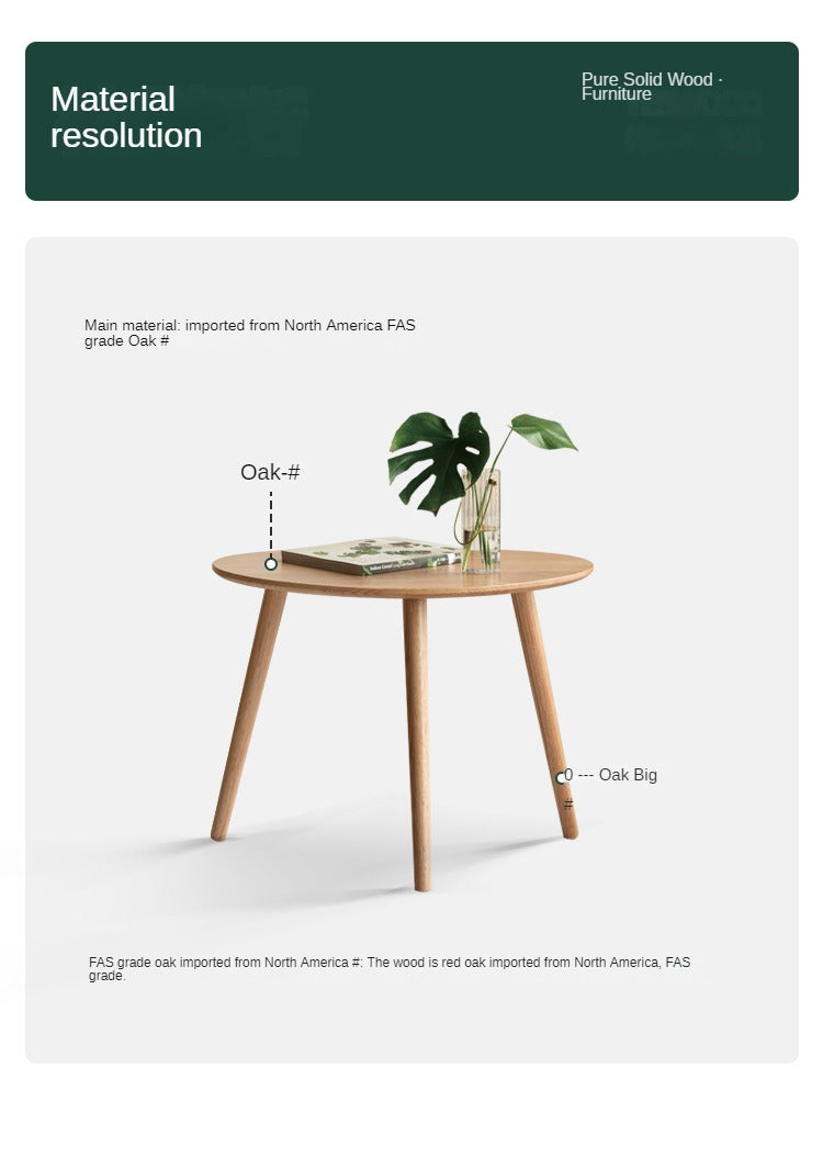 Solid Rubberwood, Oak Solid Wood Small Nordic Side Table