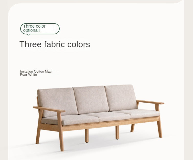 Oak Solid Wood Japanese-style Fabric Sofa