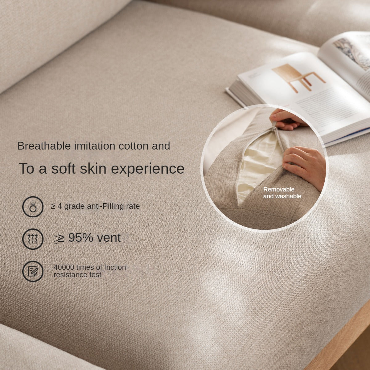 Oak Solid Wood Modern Log Style Corner Fabric Sofa.