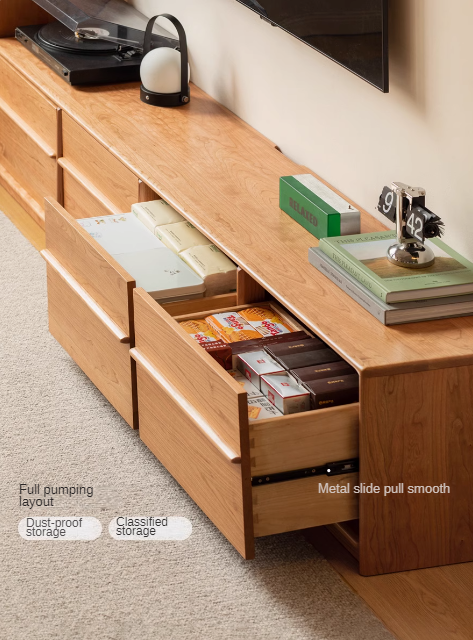 Сherry Solid Wood Modern Floor Storage Locker TV Cabinet.