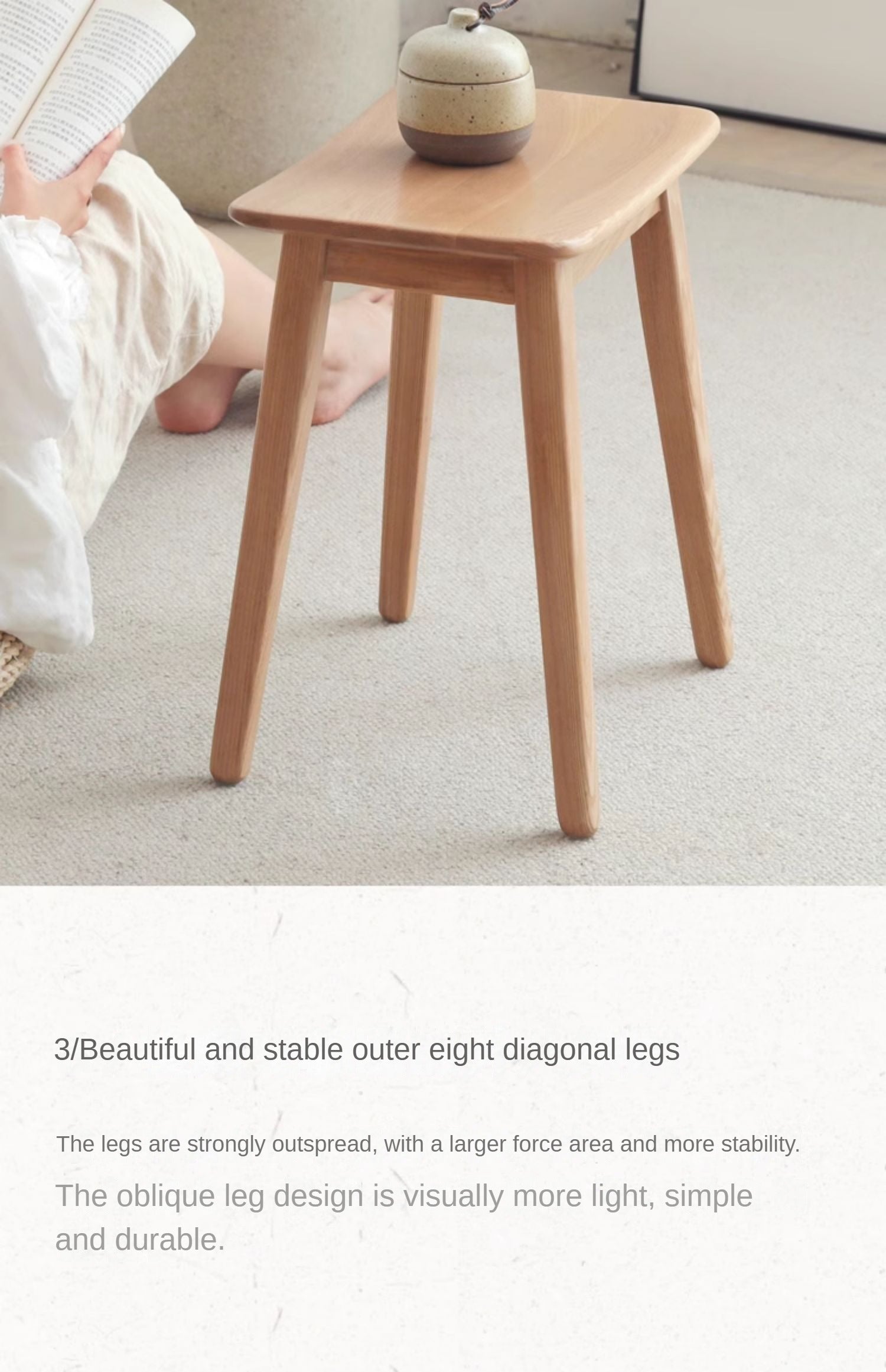 Ash, Oak Solid Wood Modern Makeup Stool