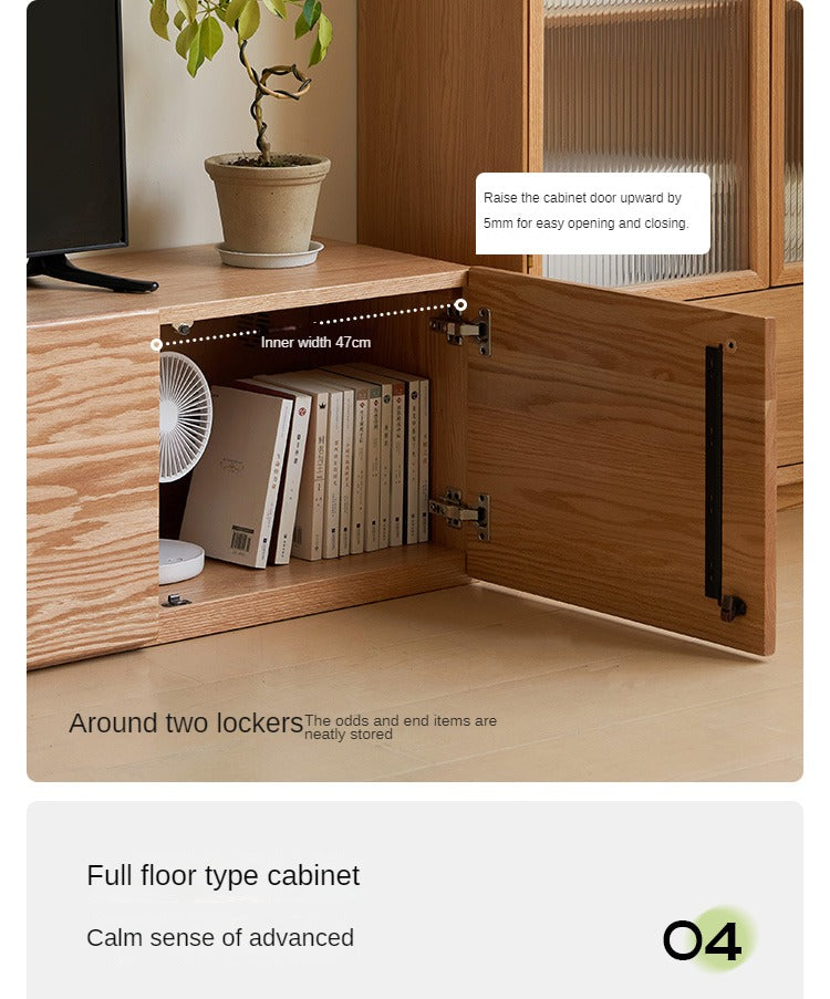Oak Solid Wood Floor Storage TV Cabinet.