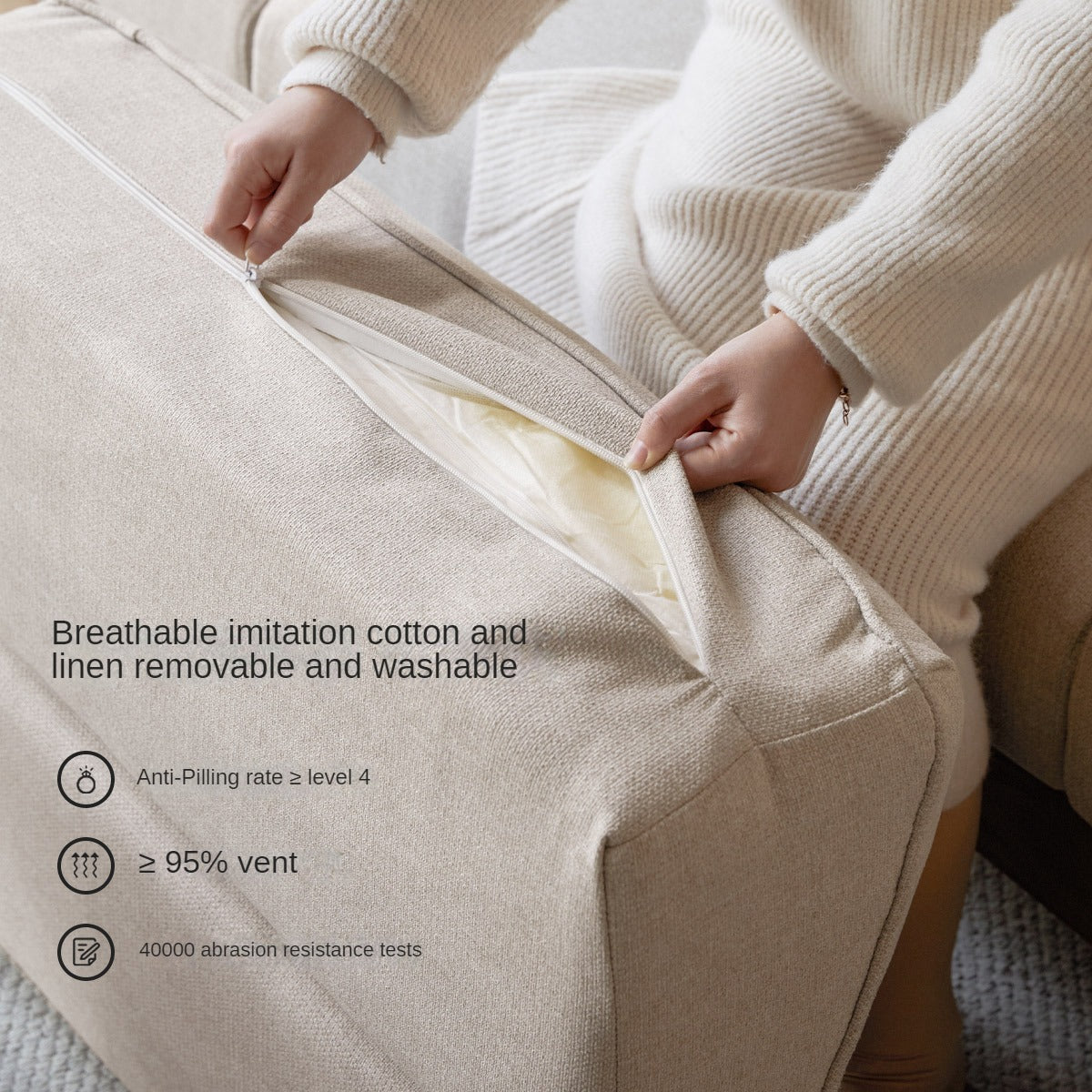Ash Solid Wood Modern High Back Sofa.