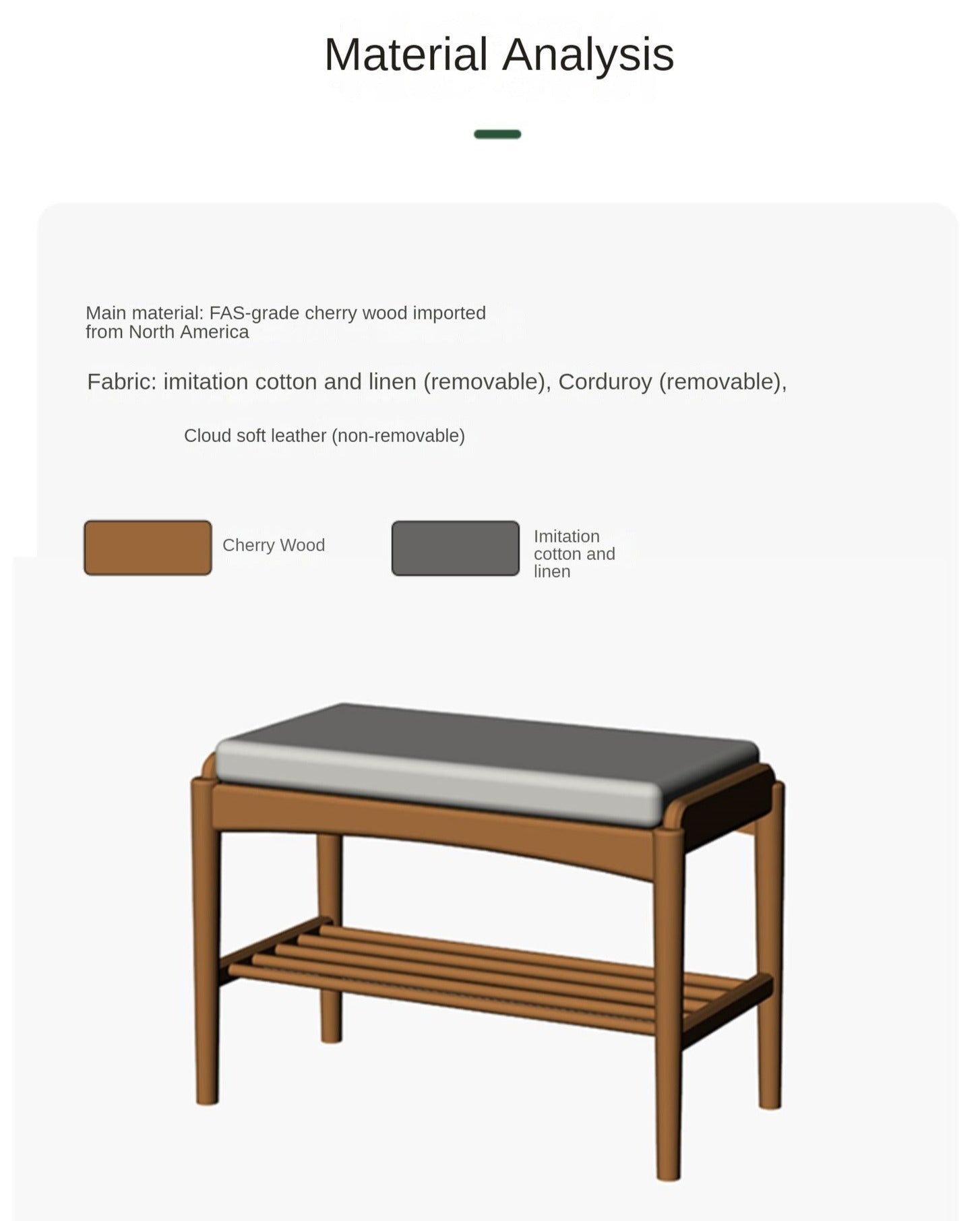Cherry Solid Wood Shoe Storage Bench