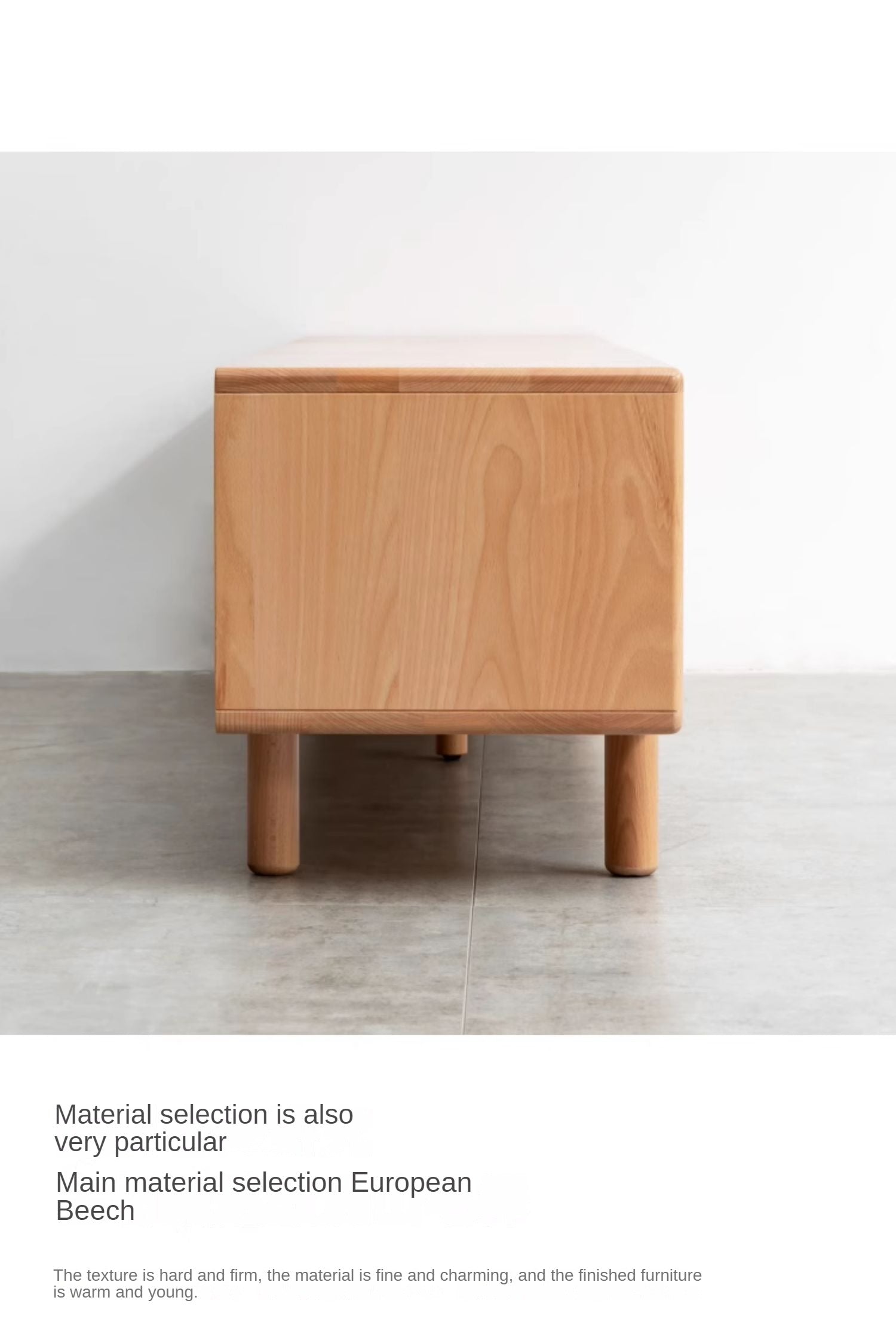 Beech Solid Wood Floor TV Cabinet.