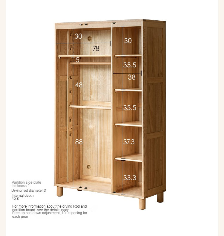 Oak Solid Wood Kid's Wardrobe