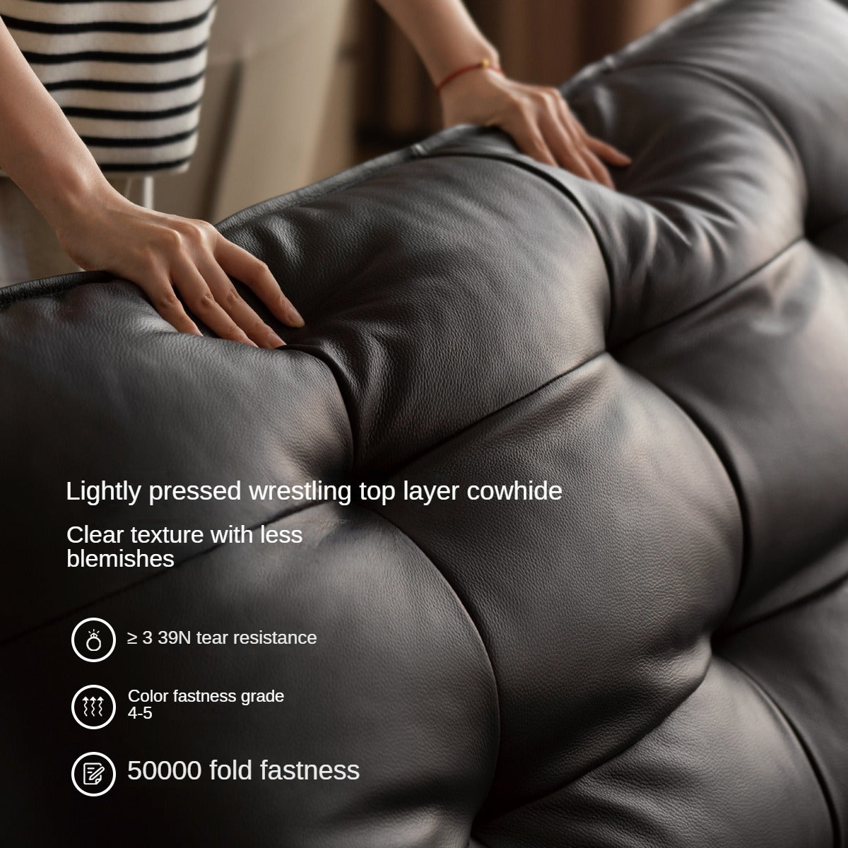 Genuine Leather Oversized Tufted Deep-Cushion Sofa