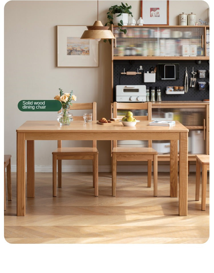 Oak Solid Wood, Solid Rubberwood Nordic Dining Table