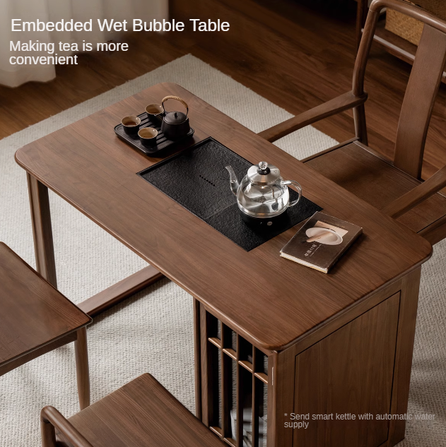 Black Walnut, Oak Solid Wood Large Plate Tea Table.