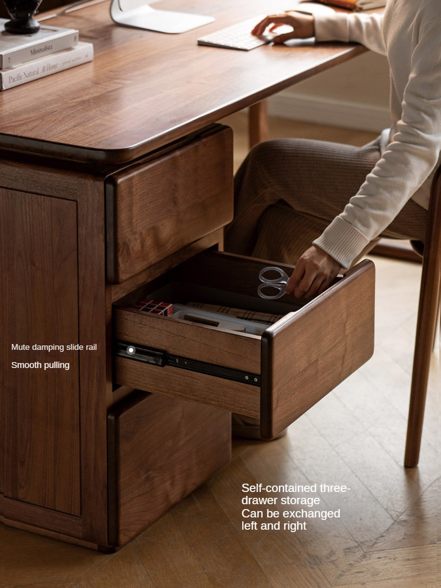 Black Walnut Solid Wood Desk Cabinet Integrated Work Table