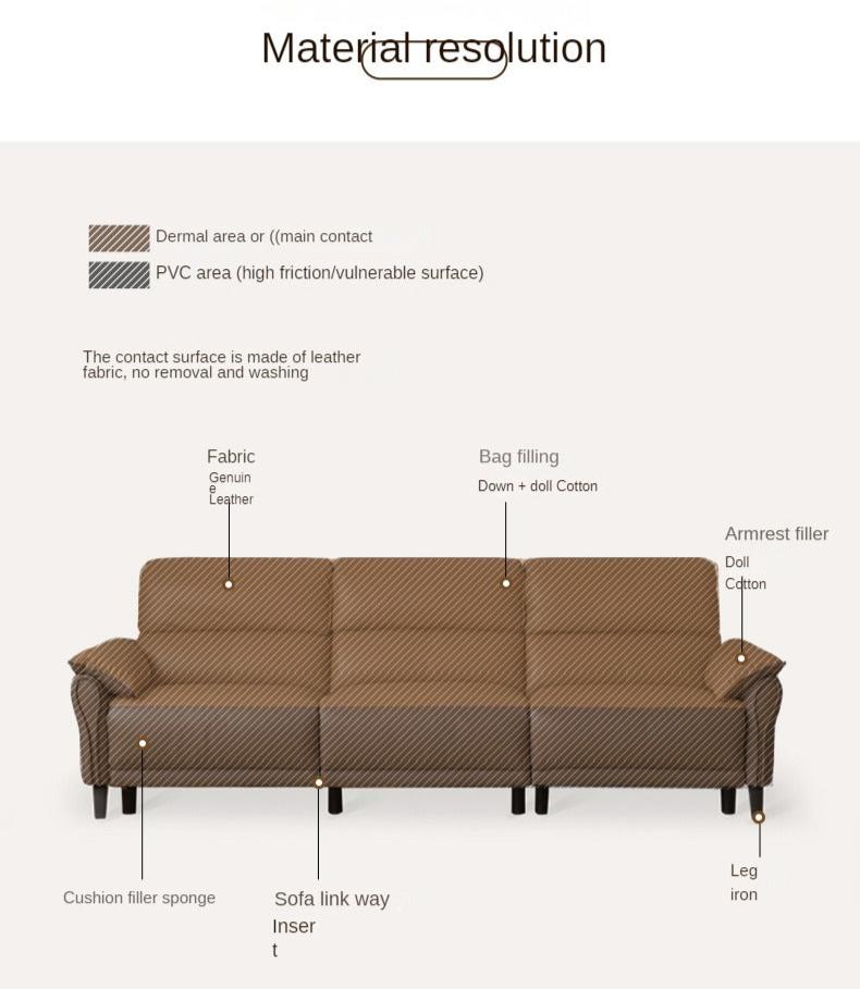 Leather Modern Simple Cowhide Down Sofa.
