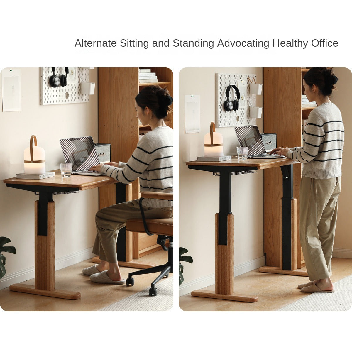 Oak, Ash Solid Wood Motor Electric Lift Table