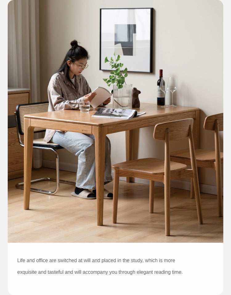Oak, Ash Solid Wood Log Style Rectangular Dining Table