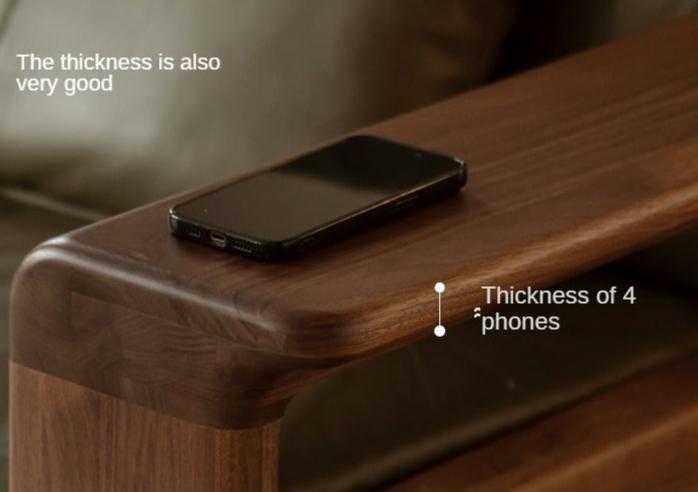 Black Walnut Solid Wood Modern Straight Sofa.