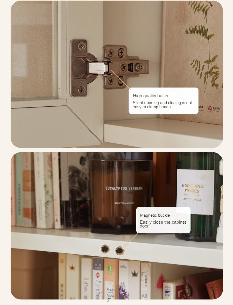 Poplar, Solid Rubberwood Rock Board Desk Bookshelf Integrated White Cream