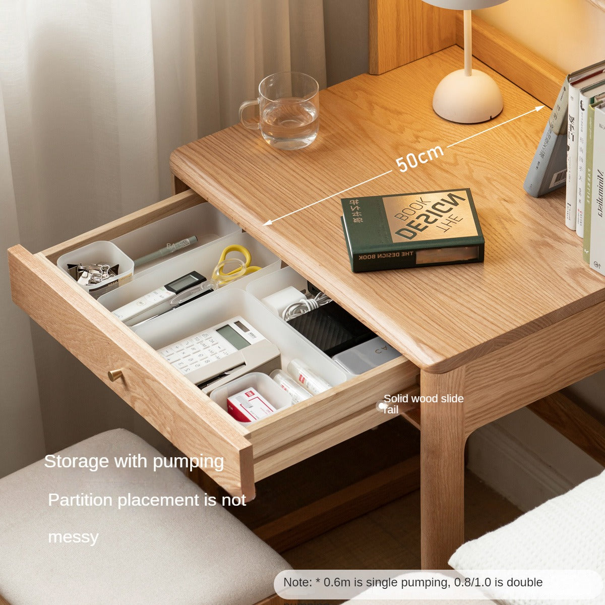 Oak Solid Wood Desk Bookshelf