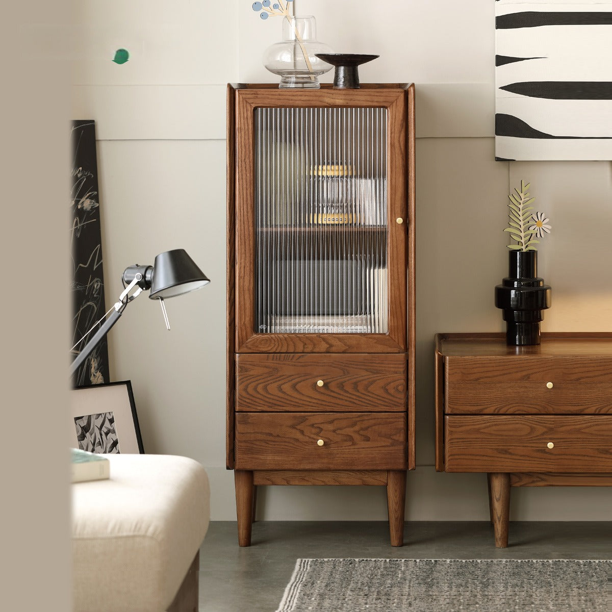 Ash Solid Wood Narrow Side Cabinet.