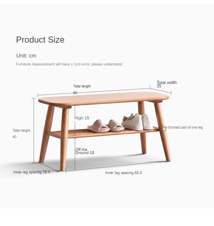 Oak, Solid Rubberwood Shoe Bench